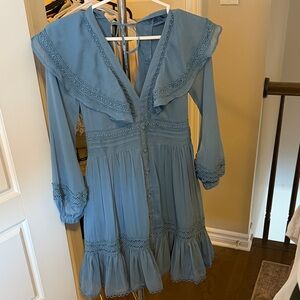 ASOS Petite Blue Lace Trim Dress